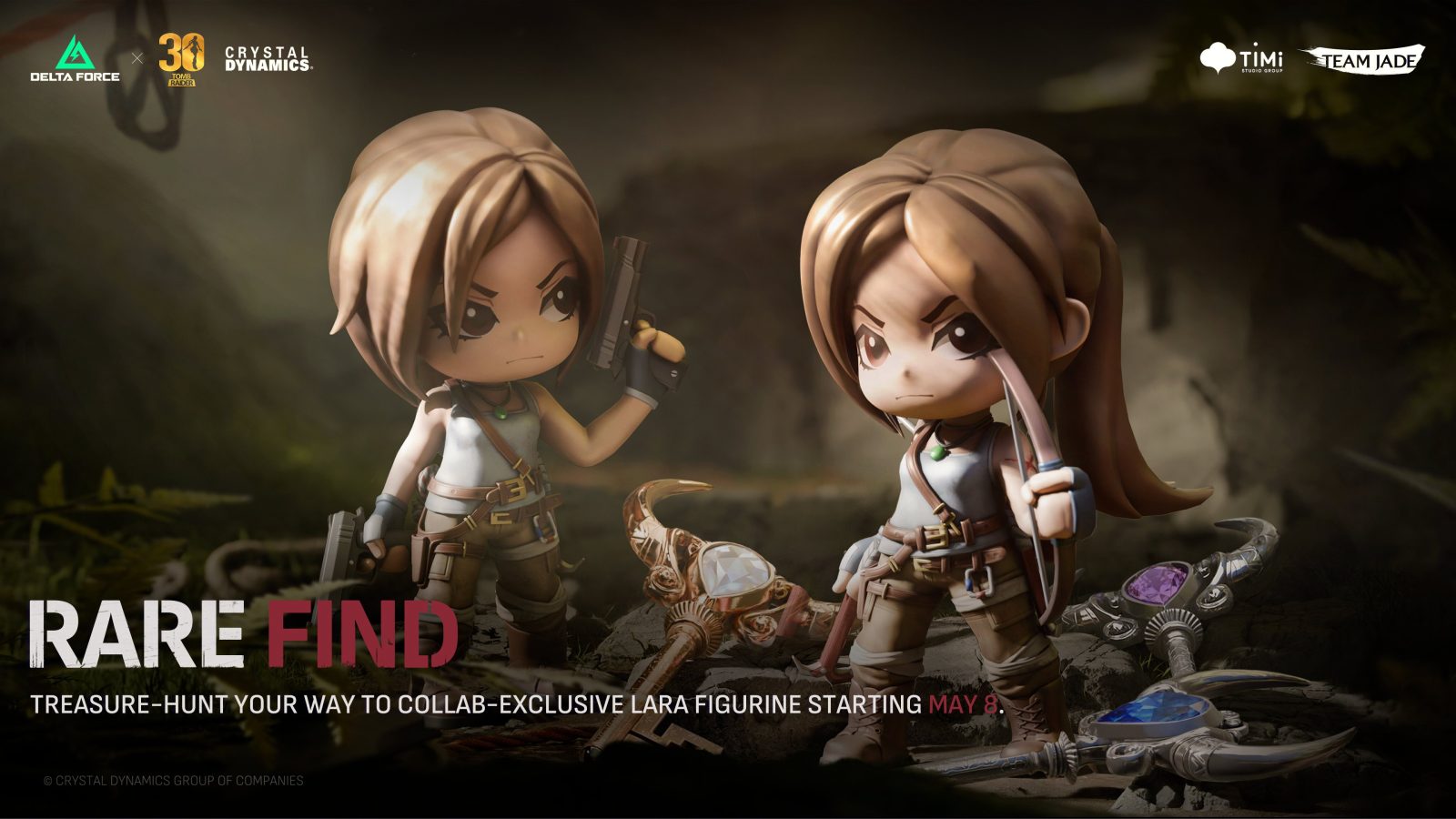 Materi promosi resmi Delta Force yang menampilkan figurine Lara eksklusif dari event Treasure Hunting