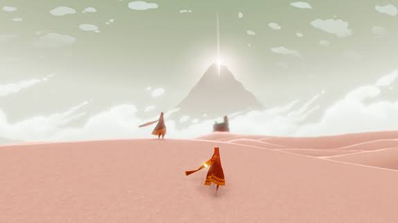 Pengembara Journey di tengah reruntuhan gurun