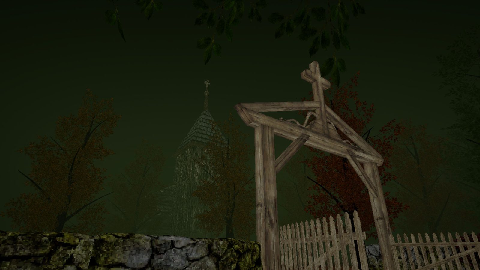 Visual utama Eyes of the ElderWood yang menampilkan nuansa hutan gelap, desa terlantar, dan teror folklor yang menekan