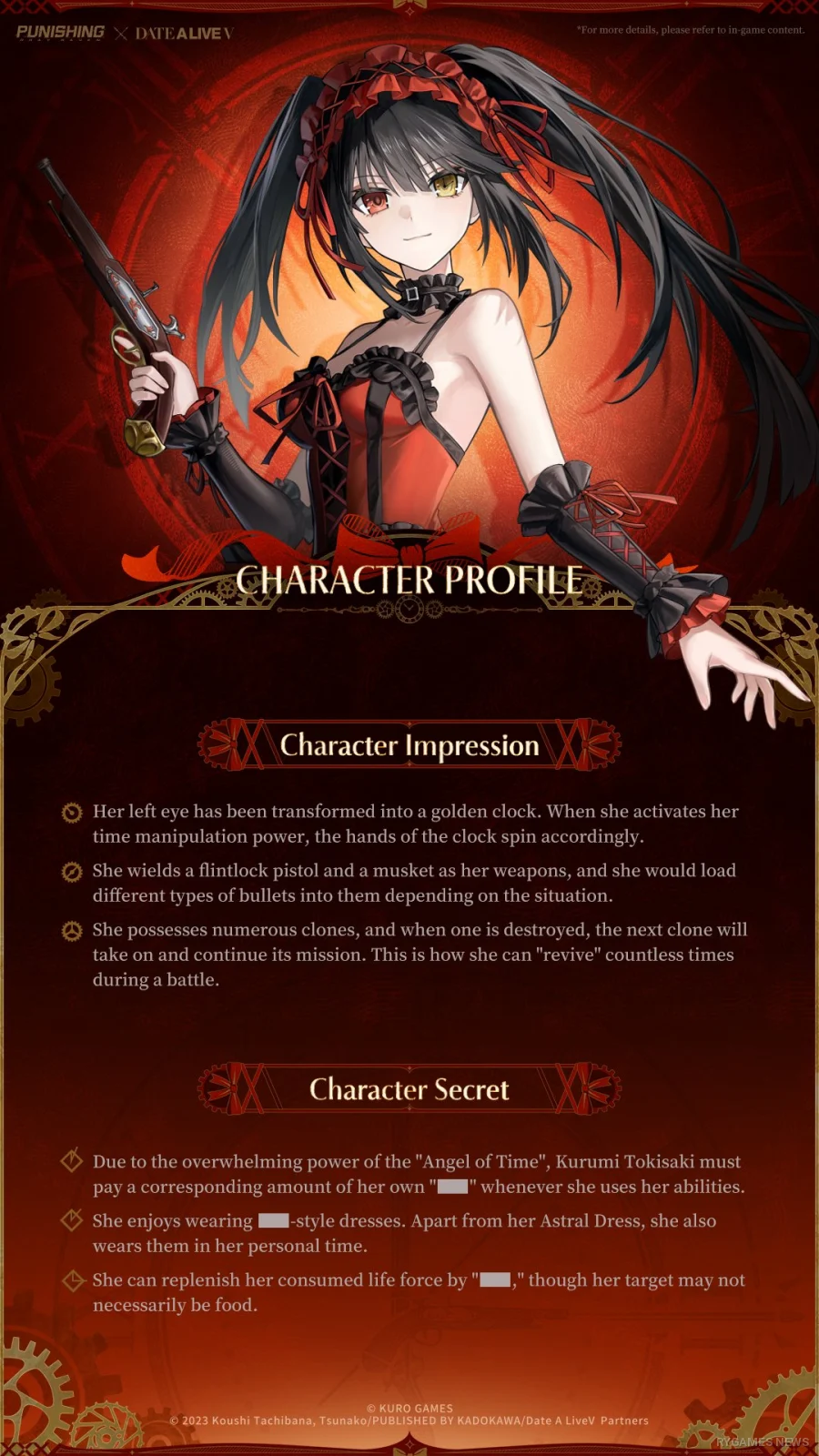 Kurumi Tokisaki Character Profile and Character Secret