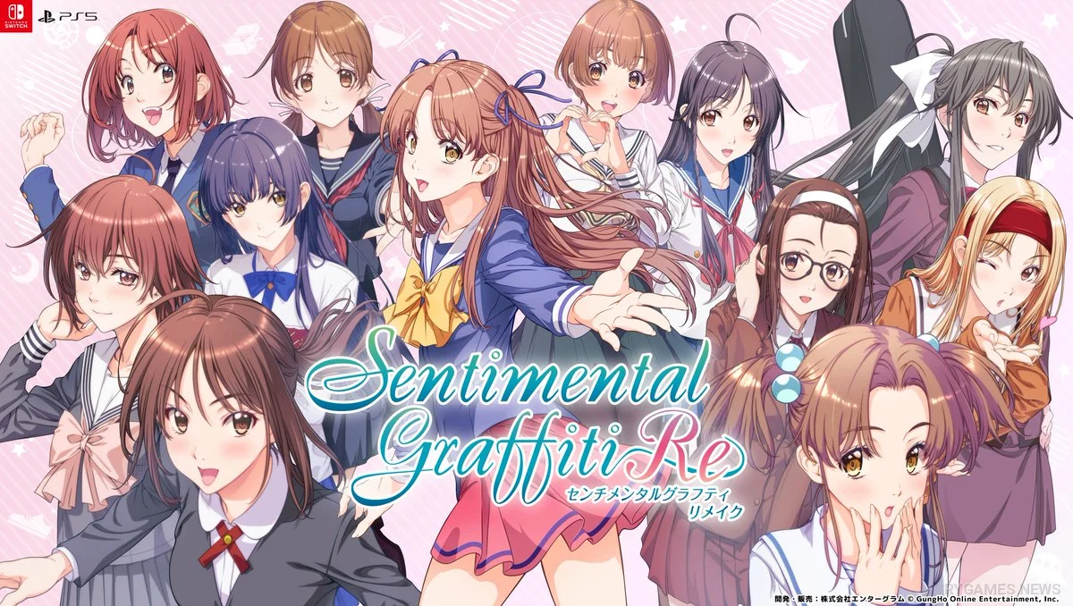 Key visual Sentimental Graffiti Re menampilkan remake dating sim klasik Sentimental Graffiti dengan ilustrasi baru