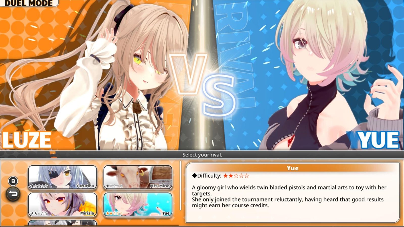 Visual Witch the Showdown dengan nuansa anime near-future fantasy dan duel intens