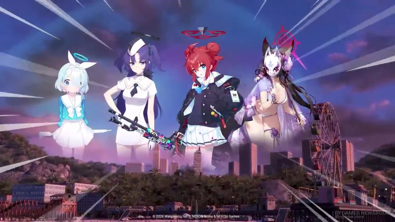 『World of Warships』×『ブルーアーカイブ』2026年復刻告知映像の場面カット - gambar 2